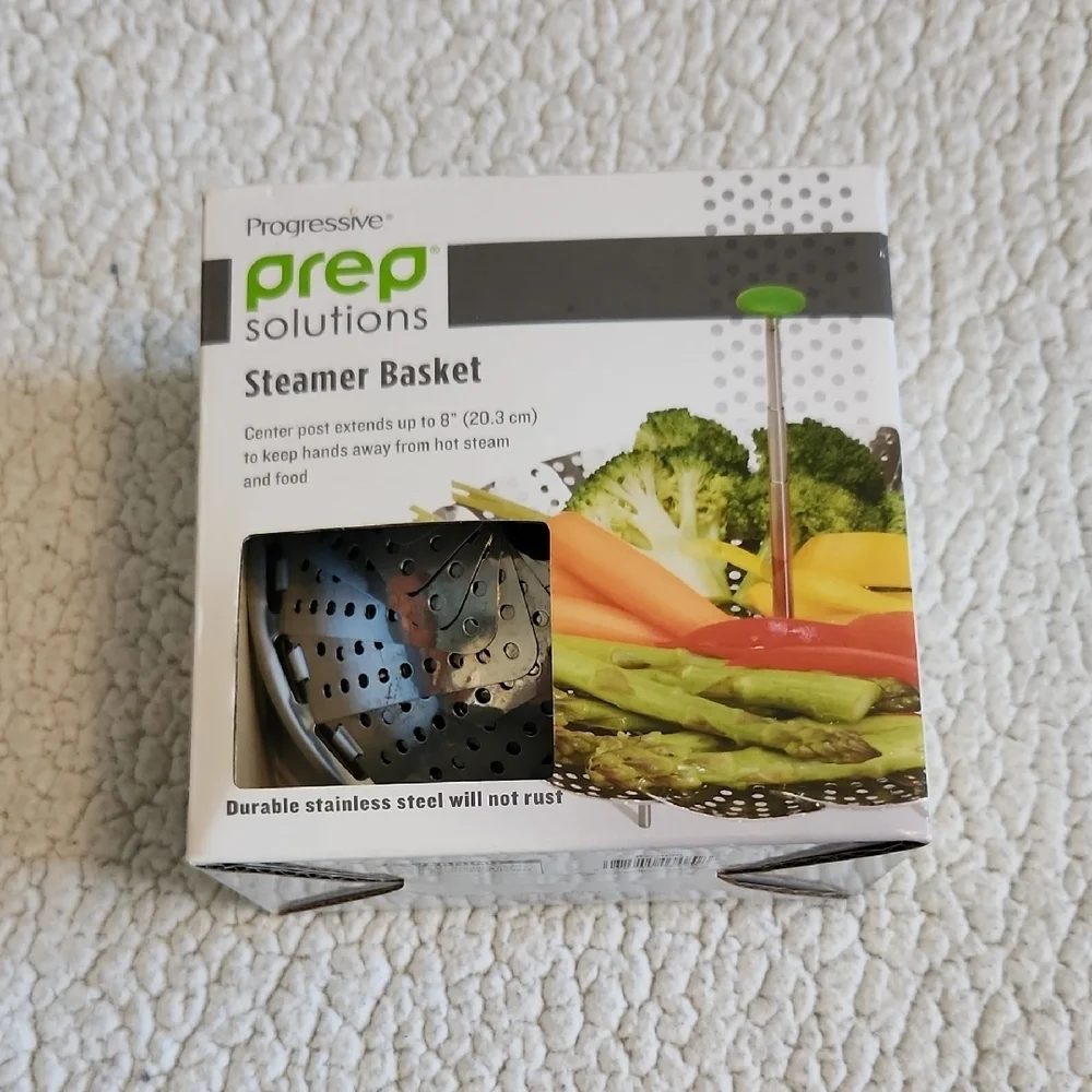 NWT Progressive Prep Solutions Vegetable Steamer Metal Basket Kitchen Cooking